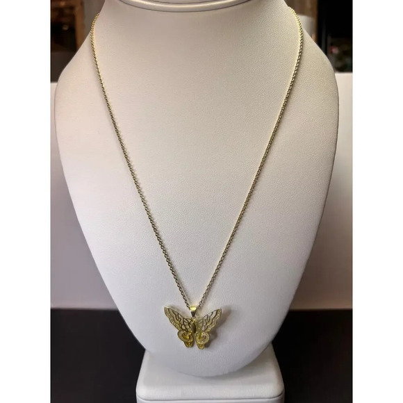 Butterfly CZ gold over sterling silver pendant and chain necklace - Picture 3 of 9